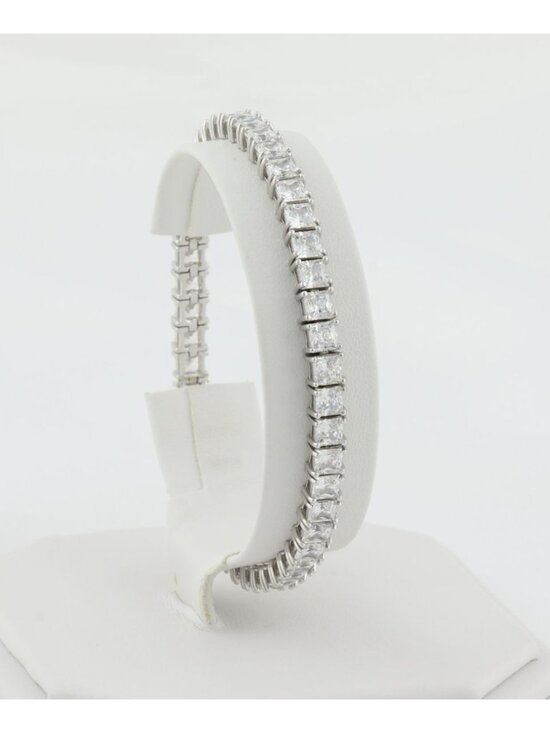 Unbranded Jewelry - Sterling Silver Sparkly Brilliant Princess Cut Cubic Zirconia Tennis Bracelet